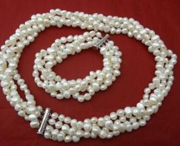 Set of 7-8 mm natural freshwater pearl Four natural pearl necklace