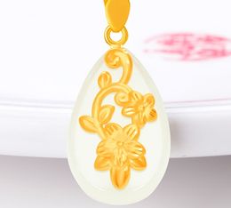 Gold inlaid jade the bubble-shaped lucky pendant The plum flower necklace pendant (paragraph 2)