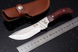 2018 Browning Antelope EDGE Survival Fixed Blade Knife Wood Handle 440C Outdoor Tactical Camping Hunting Rescue Pocket EDC Leather Case