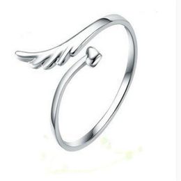 Silver Plated Joint Joint Angel Wings Opening Ring New Pattern Rings For Girl Women Gift Jewellery