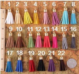 Mix Colour Tassel For Keychain Cellphone Straps Jewellery Charms Leather Handmade Tassels With Metal Caps