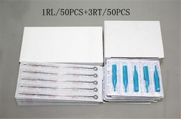 -1RL + 3RT Tätowierungs-Nadeln mit Tätowierungs-Rohren mischten sterile Tätowierungs-Nadeln und Wegwerfspitzen jede Größe 50pcs