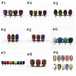 9 Styles Epoxy Resin Stainless Steel Jade Stone Wide Bore 510 Thread Drip tips Turquoise Drip tip Mouthpiece fit TFV8 Kennedy 24 RDA