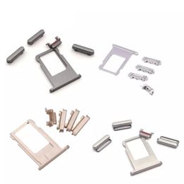 New Sim Card Tray Slot Holder + Side Buttons Sets Assembly for iPhone 6 4.7 inch Mobile Phone Replacement Parts free DHL