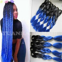 Wholesale Cheap 20inch Black Blue Ombre Jumbo Braid Hair 1 Jet Black Synthetic Braiding Hair For Twist Braids And Box Braids Free Shipping