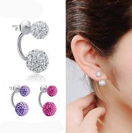 New Double Side Earrings,Fashion Crystal Disco Ball Stud Earrings For Women,Bottom Is Stainless Steel,christmas gifts HJIA1146