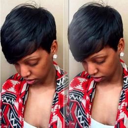 short cut straight wig simulation human hair short cut straight wig with bangs for black women