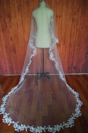 HOT Sall One layer White ivory Wedding veil lace edge Cathedral Lehgth Beaded with comb Bridal veil