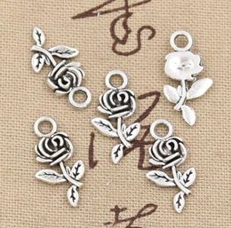 300Pcs Tibetan Silver Rose Flower Charms Pendant for Jewlery Making Bracelet 21mm