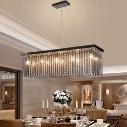 Crystal Lamp Rectangular Dining Room Pendant Lights Hotel Hall Table LED Light Modern Bar Bedroom Crystal Lamp Rectangular Dining Room Pendant Lights Hotel Hall Table LED Light Modern Bar Bedroom