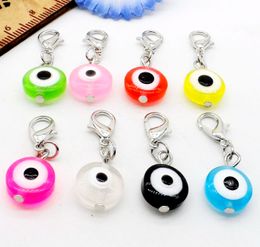 200pcs/lot mixed Turkish Evil Eye Charms lobster Clasp Dangle Charms For Jewellery Makings diy 32x11mm