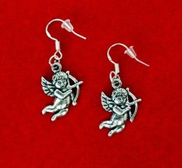 wholesale sterling silver dog charms Australia - 50Pair Vintage Charms Angel Heart Love DOG 925 Sterling Silver Earrings Drop Dangle Chandelier Earrings Woman Jewelry Gifts Accessories