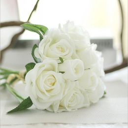 Elegant Milk White Artificial Silk Rose Fake Flower Craft Home Ornament Wedding Bridal Bouquet Many Colours Avaiable