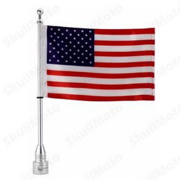 Custom Motorcycle Rear Side Mount Flag Pole with USA Flag For Harley291M