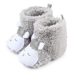 Botas de criança recém-nascida quente Inverno First Walkers Fleece Animal Baby Girls Sapatos de meninos Sapatos de pele de pele macia por 0-18m