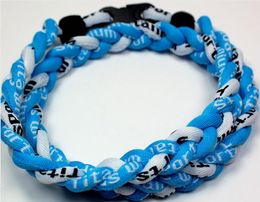 Promotion Baseball Sports Titanium 3 Rope Braided Light Blue Light Blue White GE Necklace RT083