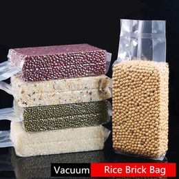 18x6x40cm Stand Up Vacuum Food Saver Storing Packaging Clear Plastic Bags Snacks Dry Fruit Beans Rice Tea Package Heat Sealing Storage Pouch