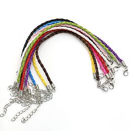 100pcs/lot Mixed Colour Braided Cow Leather Bracelet Cord Bracelets fit Charm Bracelet Jewellery Making Wristband DIY Handmade 18cm