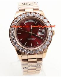 Fashion Top Quality Luxury Wristwatch New Arrival 18K Mens Rose Gold 41mm Red Dial Bigger Diamond Watch Automatic Movement Men Watches