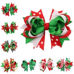 New Fashion 13 Styles Christmas Ornaments Bowknot Hairpin Headdress Hairpin Christmas Snowflake Bow Hair Clip Free Shipping