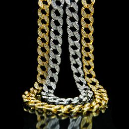 Fashion Gold Silver Plated Finish Iced Out Hip Hop Men Miami Cuban Chain Link Necklace Jewelry for Gifts