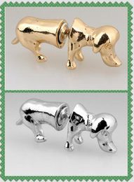 3d animal earrings UK - 2017 hot Selling Harajuku wind personality 3D Animal Ear Studs Stereoscopic Cute Dog Earrings Unisex Golden silvery