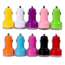 Portable Colourful Mini Car Charger 2 Ports Cigarette Port 2.1A Micro Auto Power Adapter Nipple Dual USB For Phone 7 6s Plus Samsung S7