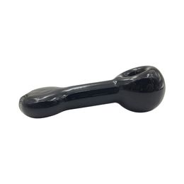 4 inch black spoon pipe small tube & flat round Nail tobacco glass pipes for smoking use