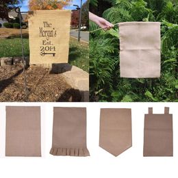 DIY Burlap Garden Flag 31*46cm Jute Ruffles Linen Yard Hanging Flag House Decoration Portable Banner 4 Styles Free DHL WX9-02