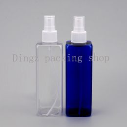 250ml Square Mosquito Repellent Spray Clear/blue Bottle Perfume Flairosol Fine Mist Sprayer Make Up Container with Pump Atomizer