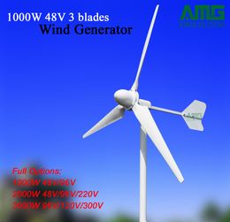 AMG wind turbine generator 1000w 48v/96v, 3 blades low rpm ac generator, for residetial/fishing boat