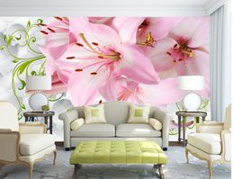 Custom any size Modern Simple 3D Stereo Soft Bag Lily Blooming Dielianhua Backdrop Wall