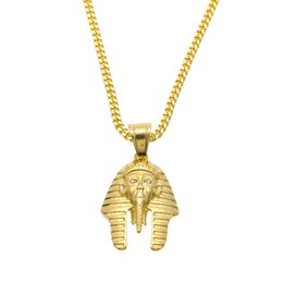 Egyptian Pharaoh Cleopatra Pendant Ancient Egypt Jewelry Hip Hop Necklace Link Chain 24k Pure Gold Plated Necklace