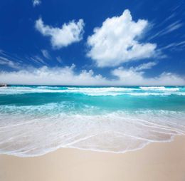 10x10ft Summer Beach Scenic Studio Backdrops for Photography White Cloud Blue Sky Seawater Children Family Holiday Portrait Backgrounds