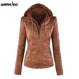 Wholesale- Bomber Jacket Coat Women 2016 Winter Faux Leather Full Sleeve feminina Removable Turn-down Collar Women Basic Thick Jacket Coats