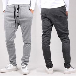 Wholesale- 2016 Mid Flat Regular Broadcloth Rushed New Men Joggers Trousers Crotch Pants Boys Track Hip Hop Harem Dance Casual Sweatpants