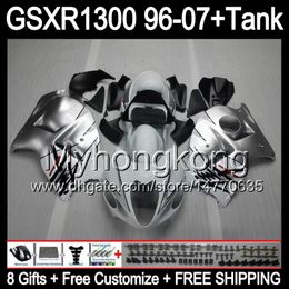 8gift gloss silver For SUZUKI Hayabusa GSXR1300 96 97 98 99 00 01 13MY13 GSXR 1300 GSX-R1300 GSX R1300 02 03 04 05 06 07 TOP black Fairing