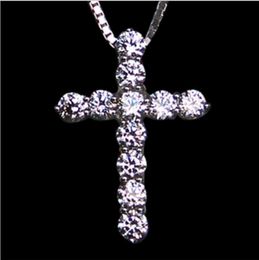 Großhandel Hochwertige Hochzeit Schmuck Sona Simuliert Diamant Kreuz Halskette Für Frauen Diamant Kreuzung Anhänger