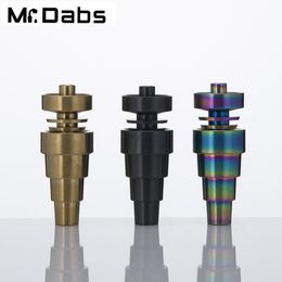 Wholesale 6 In 1 Titanium Nail Smoking Accessories Black Golden Chameleon Original Domeless Nail Colorful Ti Nails Wont Vanish for Glass Water Pipe Bong