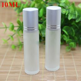 10ml Frosted Perfume Bottles Essential Oil Glass Roll On Roller Bottle With Black Silver Lids