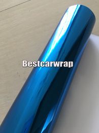 Stretchable Blue Chrome Mirror Vinyl For Car Wrap With Air bubble Free Easy stretch For Car styling covering foil size:1.52x20m/Roll 5x65ft