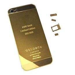 24K Gold Plating Back Housing Cover Skin Battery Door para iPhone 5 5S Iphone5 Espelho Luxo Edição Limitada 24Kt 24Ct Abu Dhabi Middle Frame