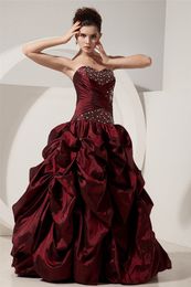 2017 Sexy Sweetheart Crystal Taffeta Ball Gown Quinceanera Dress with Beading Pleat Plus Size Sweet 16 Dress Vestido Debutante Gowns BQ63