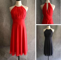 New Halter Knee Length Cocktail Dresses Chiffon Ruffles Short Backless Party Evening Gowns