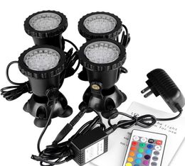 RGB Submersible Pond Swimming Pool Lights IP68 Waterproof Underwater Aquarium Spotlights 36 LED Garden Landscape Lawn Light