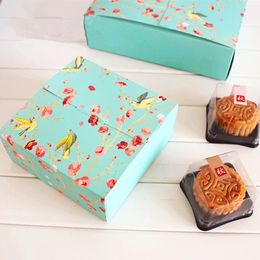 -Frete grátis flor azul aves decoração pacote de padaria sobremesa doces biscoito bolo caixa de embalagem caixas de envoltório de presente fornecer favores