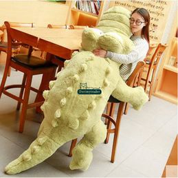 Dorimytrader 230cm Huge Cute Soft Animal Crocodile Plush Pillow Doll 91'' Big Cartoon Alligator Toy Kids Play Doll Gift D60116