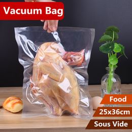 25x36cm A Grade Vacuum Transparent Cooked Food Saver Storing Packaging Bags Meat Snacks Hermetic Storage Heat Sealing Plastic Package Pouch