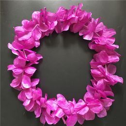 100pcs Fushia Hawaiian Hula Leis Festive Party Garland Necklace Flowers Wreaths Artificial Silk Wisteria Garden Hanging Flowers