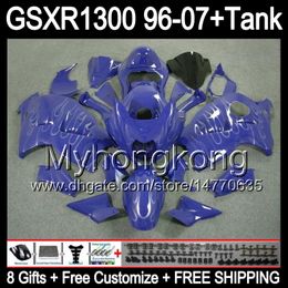 8gift silver flames For SUZUKI Hayabusa GSXR1300 96 97 98 99 00 01 13MY252 GSXR 1300 GSX-R1300 GSX R1300 02 03 04 05 06 07 TOP blue Fairing